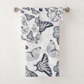 白黒エレガントバタフライデザイン バスタオルセット (インサイチュ)