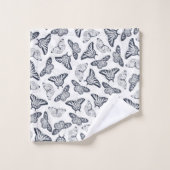 白黒エレガントバタフライデザイン バスタオルセット (ウォッシュタオル)