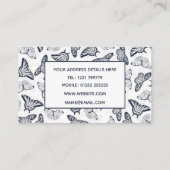 白黒エレガントバタフライデザイン 名刺 (裏面)