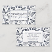 白黒エレガントバタフライデザイン 名刺 (正面/裏面)
