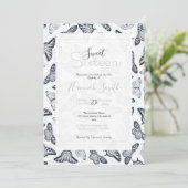 白黒エレガントバタフライデザイン 招待状 (スタンド正面)