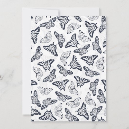 白黒エレガントバタフライデザイン 招待状 (裏面)