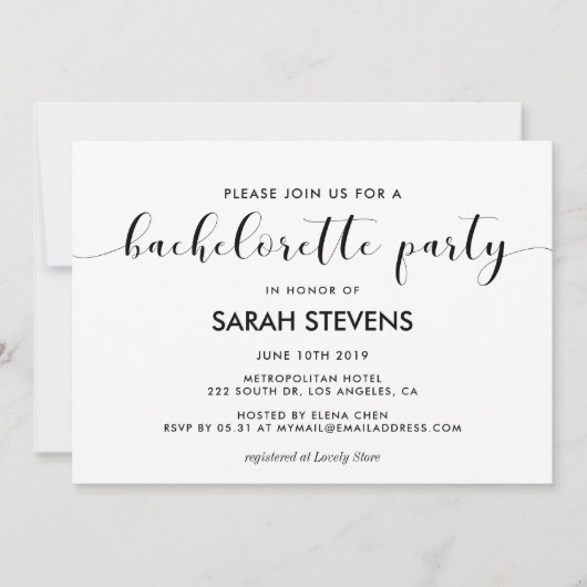 白黒エレガントバチェロレッテ 招待状 (正面)