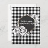 白黒エレガントバラおばあちゃん母の日 シーズンポストカード (正面/裏面)