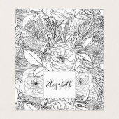 白黒エレガントバラとマリゴールドフラワー 名刺 (外部フラット)