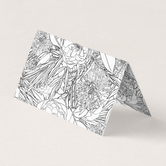 白黒エレガントバラとマリゴールドフラワー 名刺 (裏面)