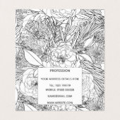 白黒エレガントバラとマリゴールドフラワー 名刺 (内部フラット)