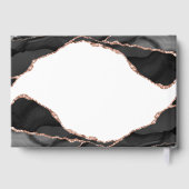 白黒エレガントバラゴールドフォイルアゲート結婚ズ ゲストブック (裏面)