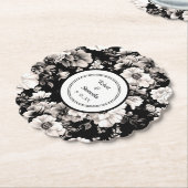 白黒エレガントバラ結婚の蝋燭 ペーパーコースター (アングル)