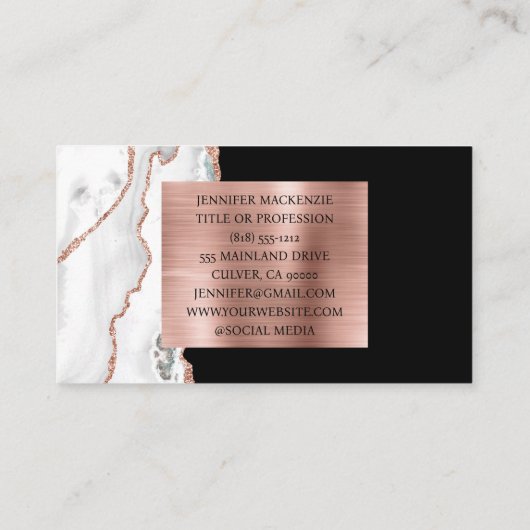 白黒エレガントバラ金ゴールドアガートラグジュアリー 名刺 (裏面)