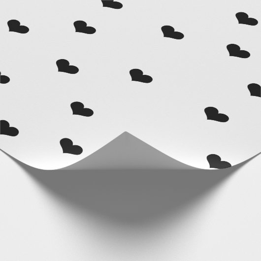 白黒エレガントバレンタインのハートパターン ラッピングペーパー (角)