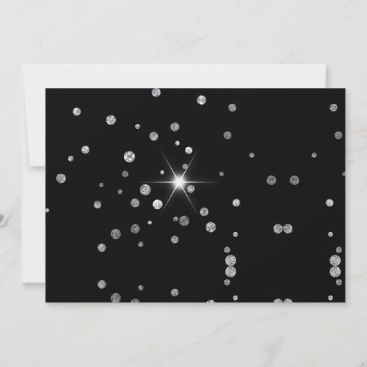 白黒エレガントバースデーパーティーシルバーヒール 招待状 (裏面)