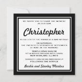 白黒エレガントバー(ユダヤ教の)バル・ミツバー 招待状 (正面)