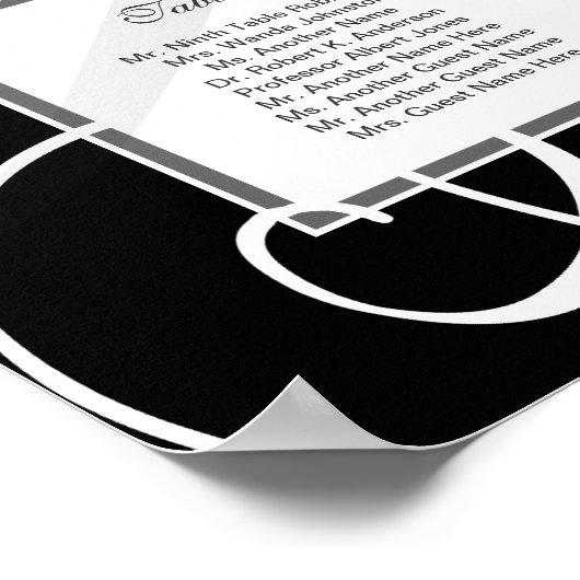 白黒エレガントパーティー12テーブル座席表 ポスター (角)