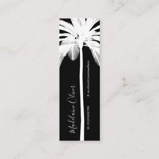 白黒エレガントパームツリートロピカルエレガント スキニー名刺 (正面)
