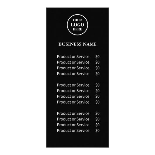 白黒エレガントビジネスロゴ美しいサロン ラックカード (正面)