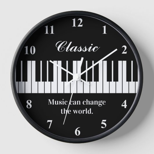 白黒エレガントピアノ鍵壁時計 壁時計 (正面)