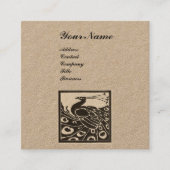 白黒エレガントピーコックモノグラムクラフト紙 スクエア名刺 (正面)