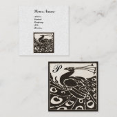 白黒エレガントピーコックモノグラムパール スクエア名刺 (正面/裏面)