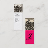 白黒エレガントピーコックモノグラムホットピンク スキニー名刺 (正面/裏面)