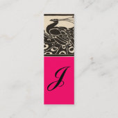 白黒エレガントピーコックモノグラムホットピンク スキニー名刺 (裏面)