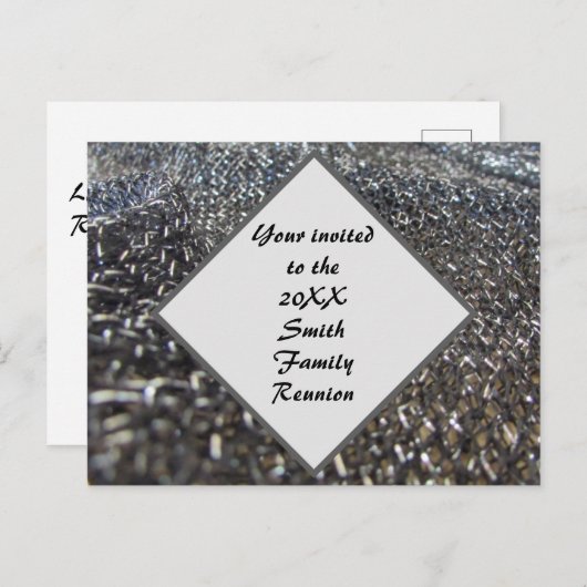 白黒エレガントファミリー懇親会招待状 ポストカード (正面/裏面)