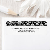 白黒エレガントフェザーダマスクウェディング ラベル (インサイチュ)