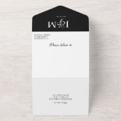 白黒エレガントフォトモノグラム結婚ズ オールインワン招待状 (外側)