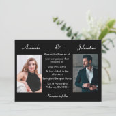 白黒エレガントフォト結婚式招待状 招待状 (スタンド正面)