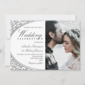 白黒エレガントフォト結婚式招待状 招待状 (正面)