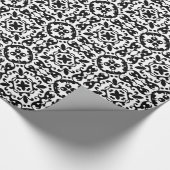 白黒エレガントフォークアートダマスク ラッピングペーパー (角)