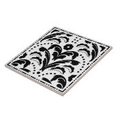 白黒エレガントフローラアールデコダマスク タイル (側面)
