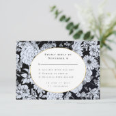 白黒エレガントフローラウェディングRSVP 招待状 (スタンド正面)