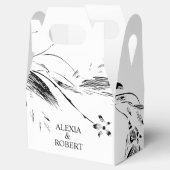 白黒エレガントフローラガラ結婚ンド フェイバーボックス (オープン)