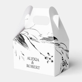 白黒エレガントフローラガラ結婚ンド フェイバーボックス