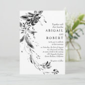 白黒エレガントフローラガラ結婚ンド 招待状 (スタンド正面)