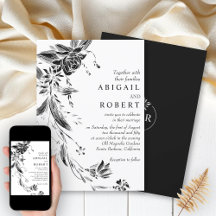 白黒エレガントフローラガラ結婚ンド