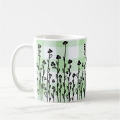 白黒エレガントフローラグリーンジンガム コーヒーマグカップ (左)