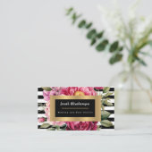 白黒エレガントフローラストライプの 名刺 (スタンド正面)