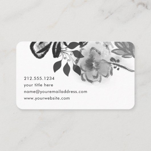 白黒エレガントフローラタイポグラフィ 名刺 (裏面)