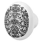 白黒エレガントフローラダマスク セラミックノブ (右)