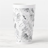 白黒エレガントフローラデザインショーケースd カフェラテマグ (正面)