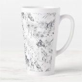 白黒エレガントフローラデザインショーケースd カフェラテマグ (右)