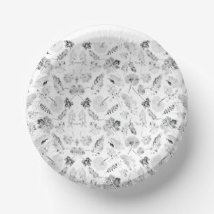 白黒エレガントフローラデザインショーケースd ペーパーボウル