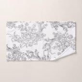 白黒エレガントフローラトイル バスタオルセット (ハンドタオル)