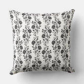 白黒エレガントフローラバラパターン クッション (裏面)