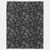 白黒エレガントフローラパーソナライズされた フリースブランケット (正面)