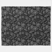 白黒エレガントフローラパーソナライズされた フリースブランケット (正面(横))