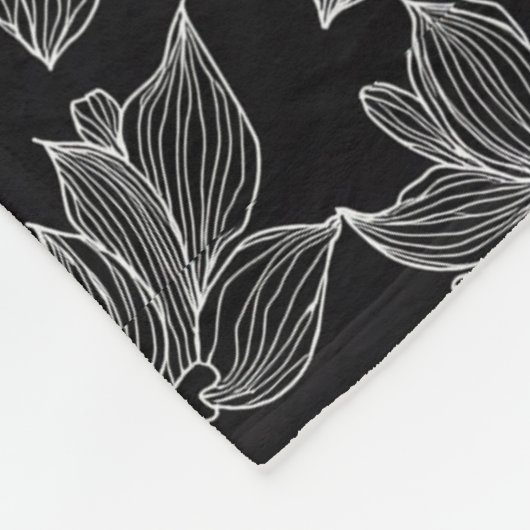 白黒エレガントフローラパーソナライズされた フリースブランケット (角)