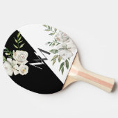 白黒エレガントフローラモノグラムイニシャル 卓球ラケット (横)